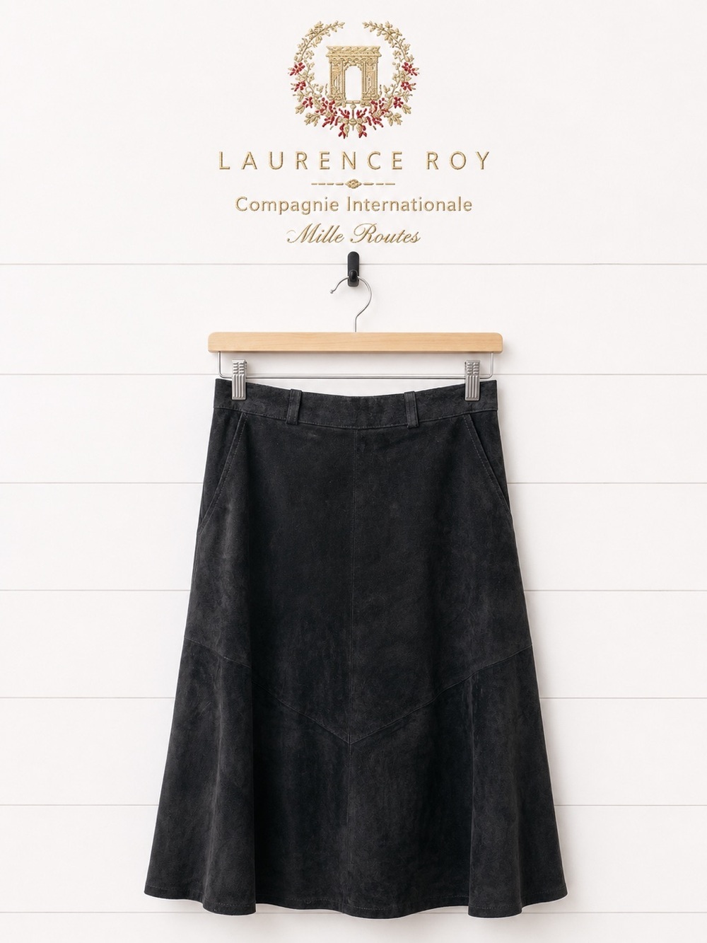Laurence Roy VINTAGE Black Suede Skirt Size 14